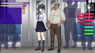 Hentai game. Horny girl having sex on the subway.