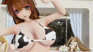 Sousou no Frieren Fern Hentai Undress Dance Yaosobi Idol Cow Girl Outfit Big Boobs MMD 3D Orange Hair (CLIP)
