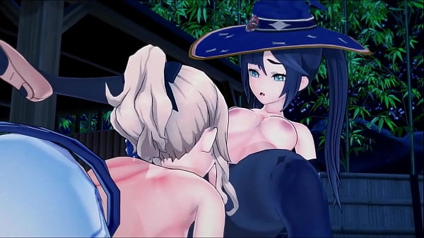 Futa Jean eats pussy before fucking Mona doggy style with her big cock – Genshin Impact Futanari Hentai.