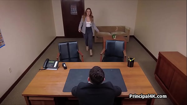 Moaning on principals big dick and calling home while getting fucked