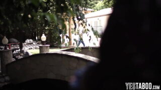 Busty MILF and hubby punish teen neighbor with double penetration