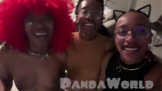 MFFF Ebony Sluts Human Centipede Ass Eating BBC Blowjob