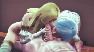 Yaoi Femboy Yuki & Blue – Threesome blowjob with cum in his mouth and anal with creampie in his ass – Sissy femboy manga anime Japanese Gay Video